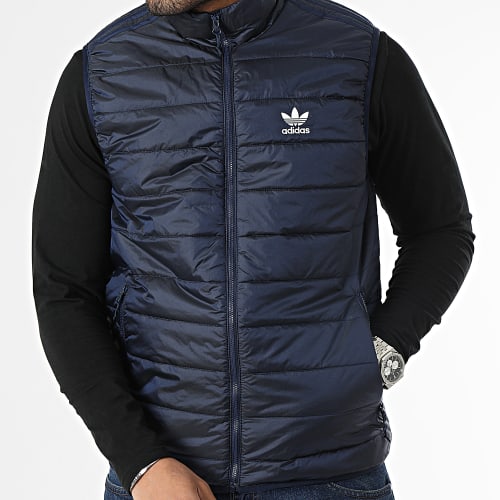 Doudoune Sans Manches A Bandes HL9216 Bleu Marine