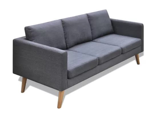Jeu de canapé à 2 places et à 3 places Tissu Gris foncé