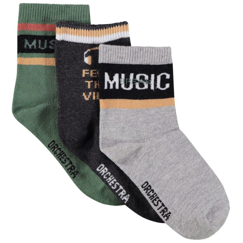 Lot de 3 paires de chaussettes fantaisie pour garçon - Gris chiné