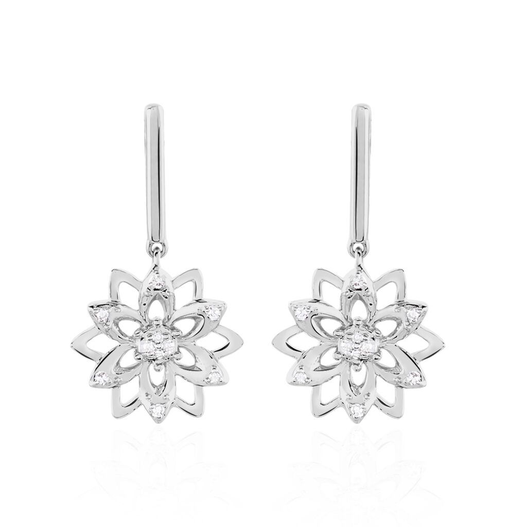 Boucles D'oreilles Pendantes Italane Or Blanc Diamant