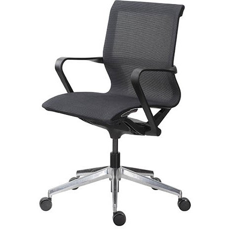 Chaise de bureau EDGAR maille -  avec accoudoirs - Mécanisme Synchrone - Pieds aluminium