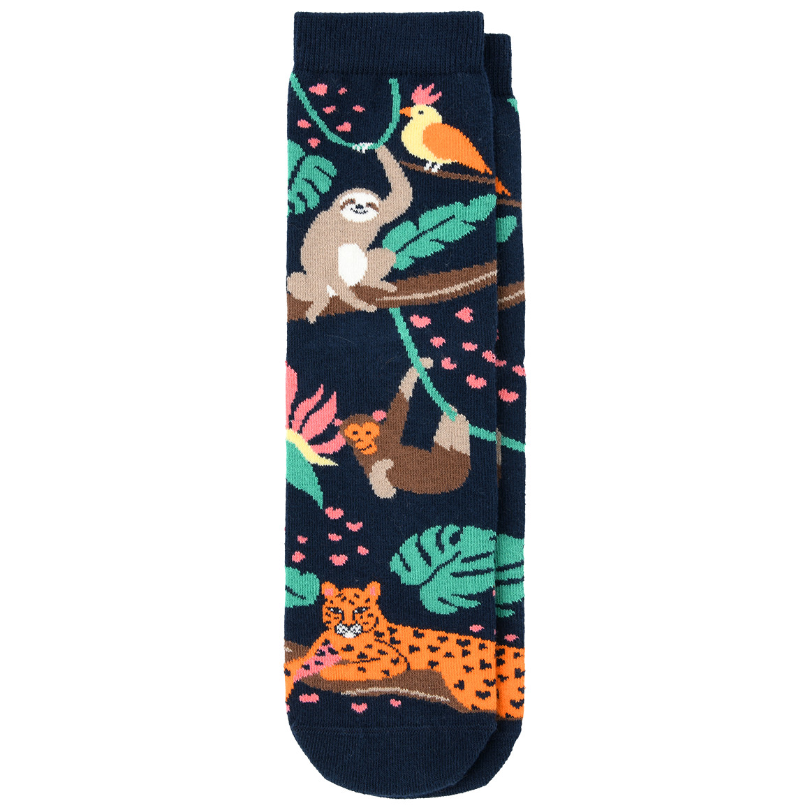 Gina Benotti 1 Paar Damen Socken mit Dschungel-Motiven dunkelblau