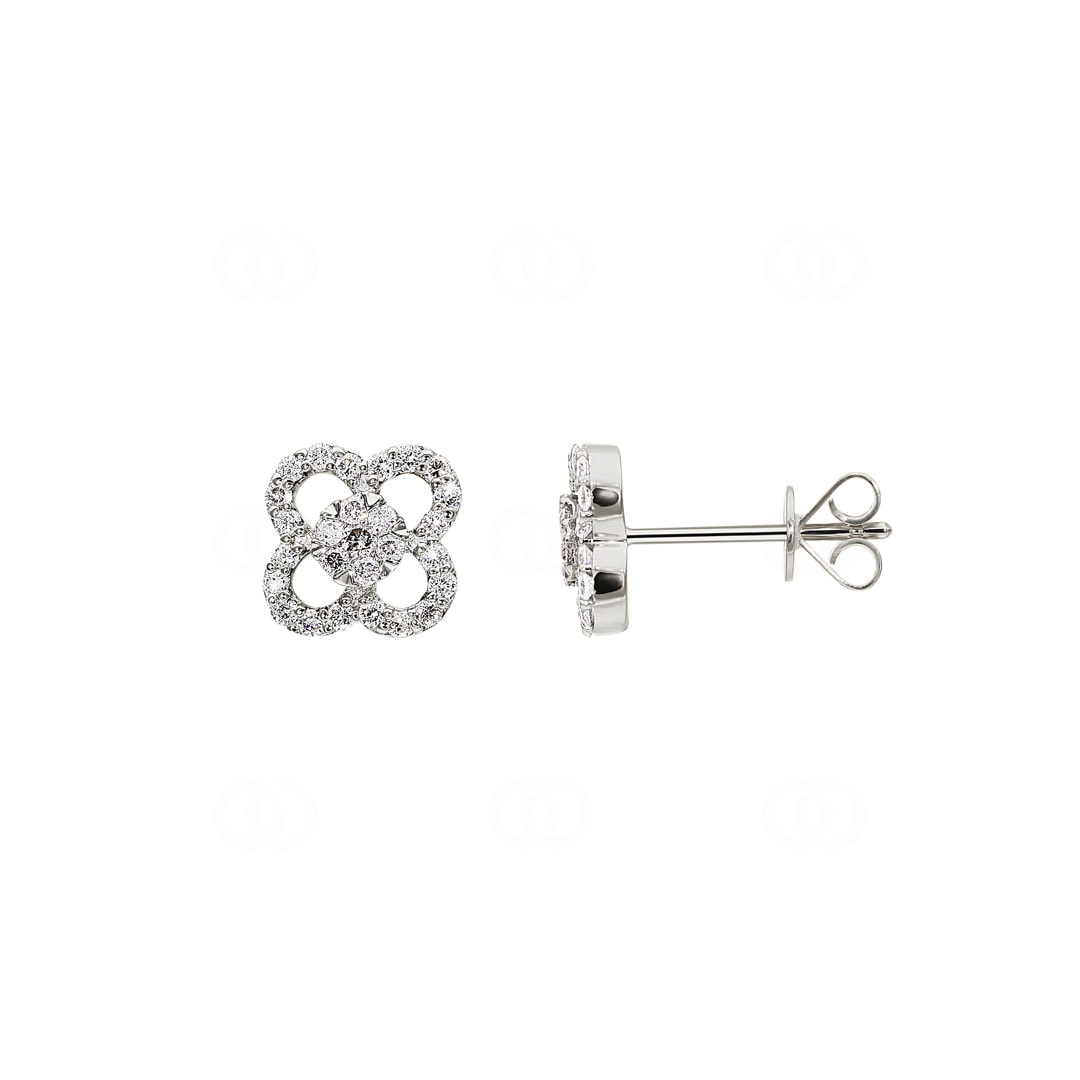 Ohrstecker 750/18 K Weissgold Kleeblatt mit Diamanten 0.36 ct H/si