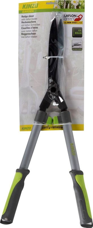 Kinzo Heggenschaar - 65CM - met Llaflon Bladen - Extra Sterk - Roestbestendig - Non-Stick Bladen - Grijs/Groen