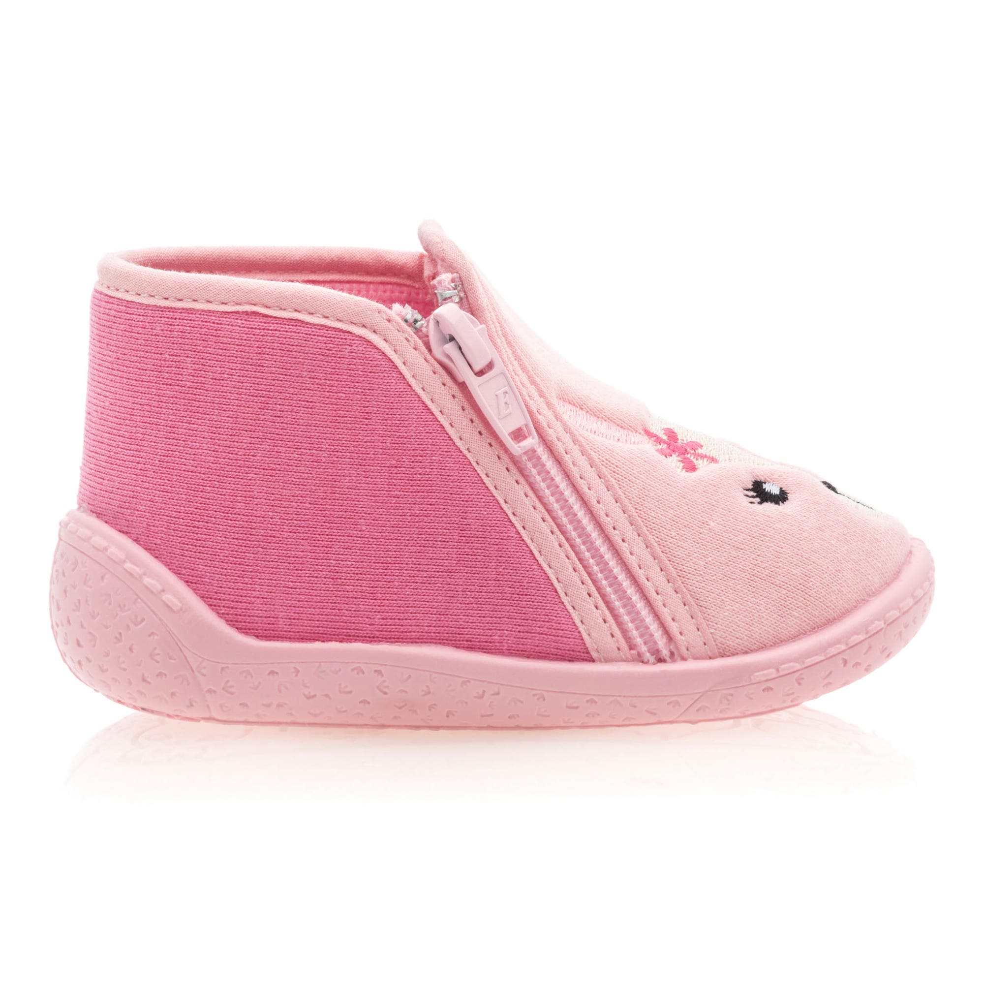 Pantoufles botillons zippés Bébé fille rose