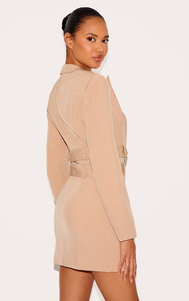 Robe Blazer Cintrée En Tissu Tissé Avec Double Ceinture