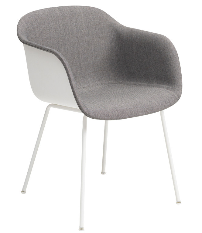 Muuto Fiber Tube Front Upholstery stoel wit, Remix 133