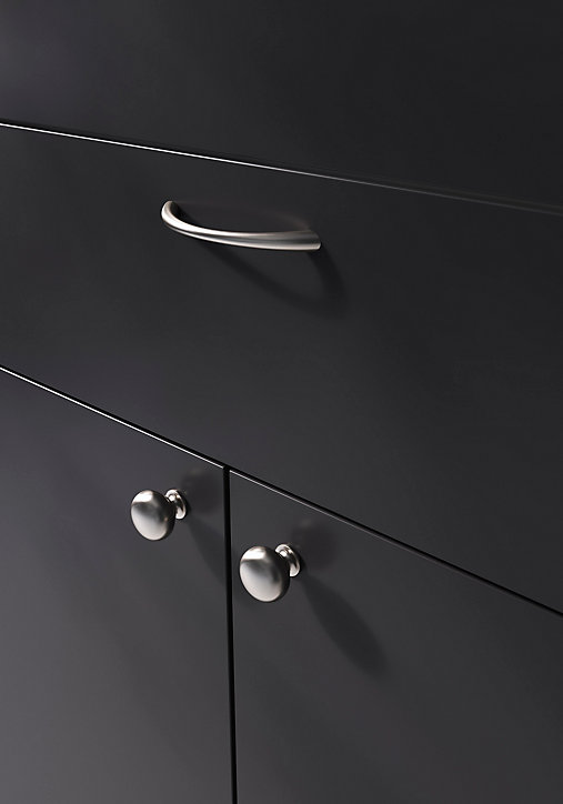 Poignée de meuble nœud GoodHome Primel effet nickel satin gris l.114mm x l.11mm x H. 27mm entraxe 96mm