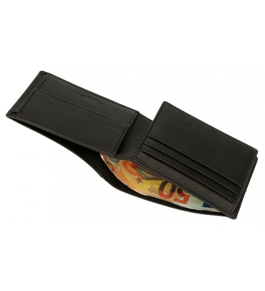 Carteira Pepe Jeans Checkbox em couro preto