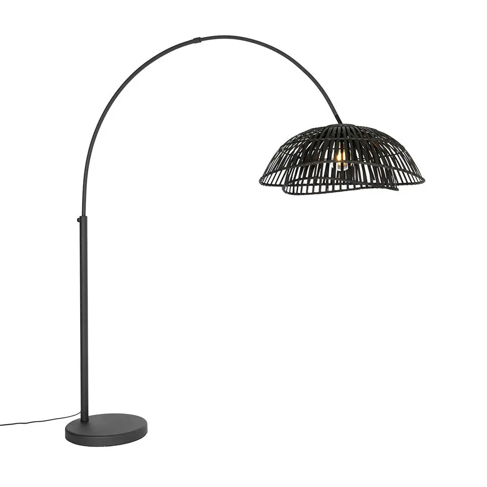 Qazqa booglampen pua zwart e27