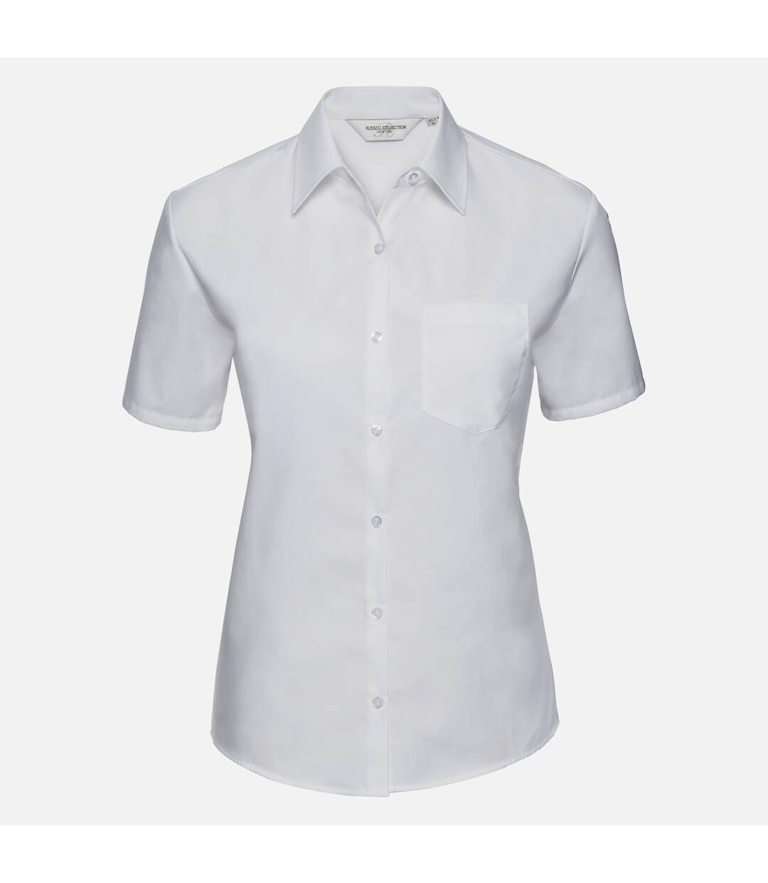 Russell Collection - Chemisier en popeline 100% coton à manches courtes - Femme (Blanc) - UTRW3263