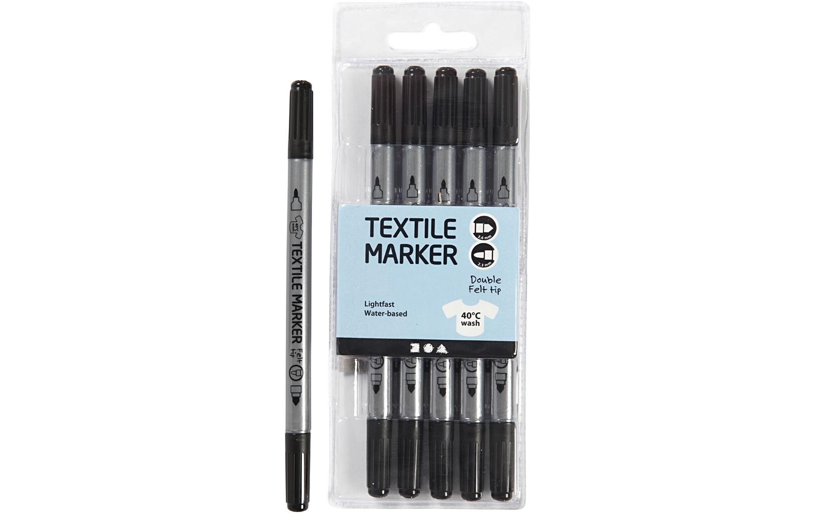 Textilmarker 2.3 + 3.6 mm Schwarz, 6 StückTextilmarker 6 Stück