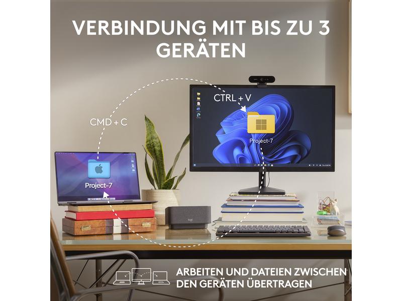 Logitech Mobile Maus MX Anywhere 3s Rose Kompakte kabellose Performance-Maus mit 8K DPI-Sensor