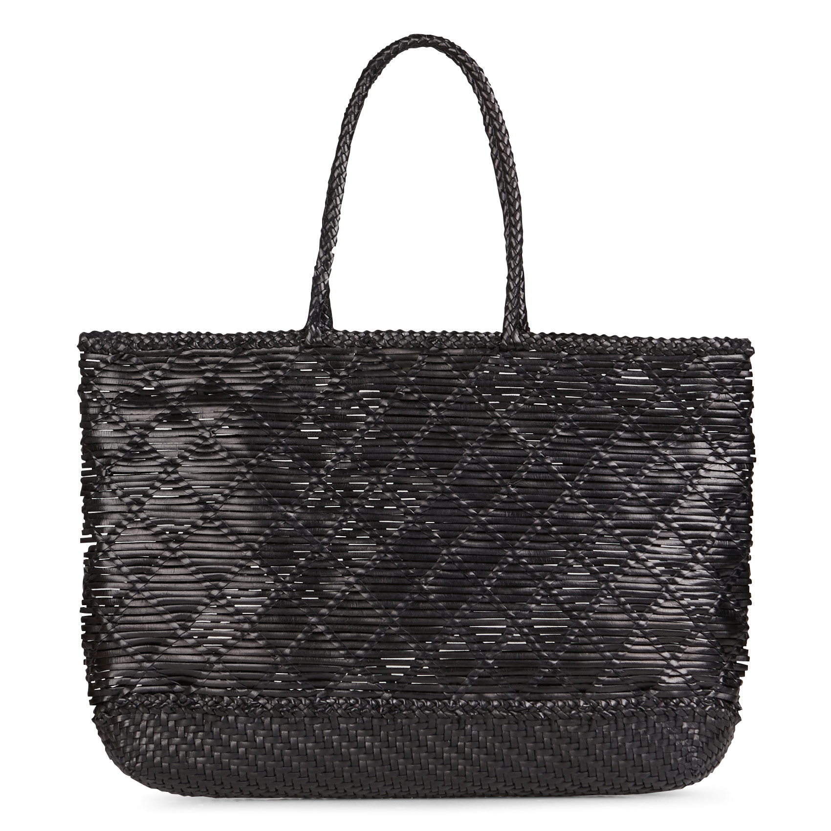 EW CORSO - Panier tissé en cuir | Noir