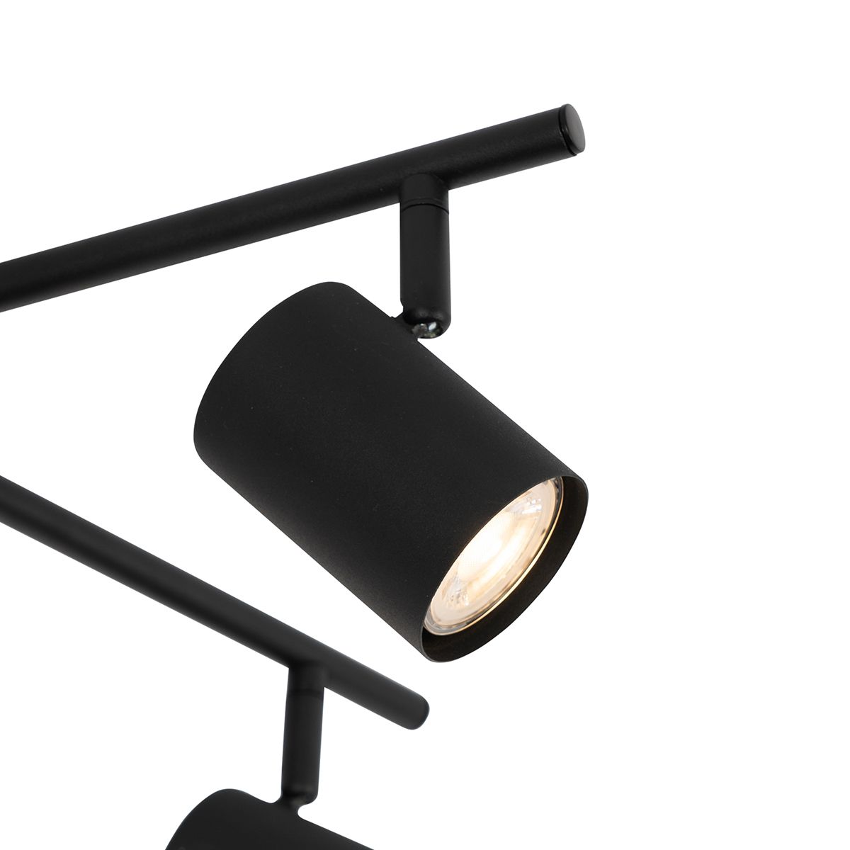 Plafondlamp zwart met hout 5-lichts verstelbaar rechthoekig - Jeana