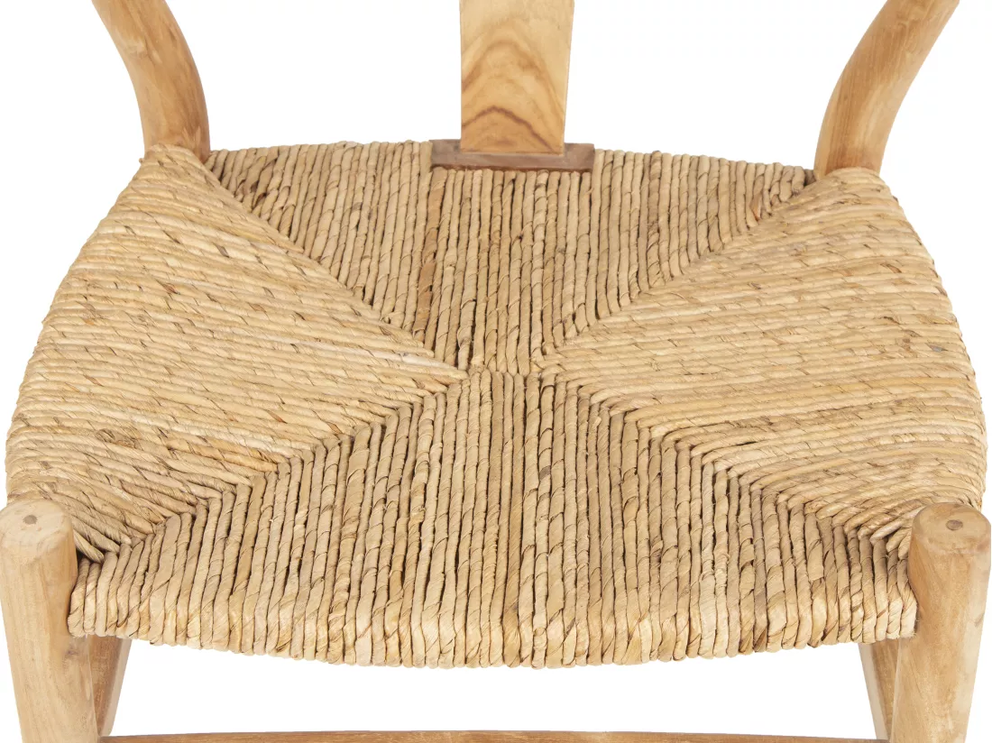 Lot de 6 chaises en teck et paille - Naturel - POGIANA