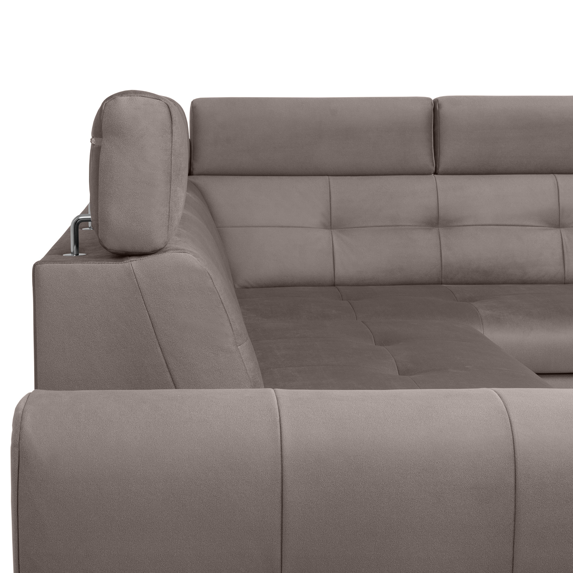 Ecksofa - grey - Velvet - Liegefunktion und Staukasten - Recamiere rechts