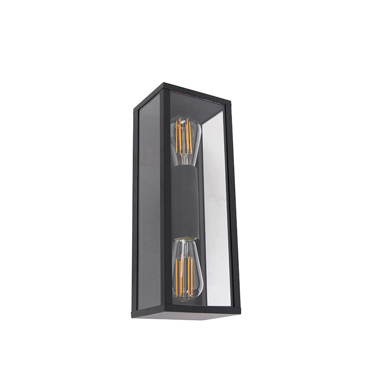 Industriële wandlamp zwart 38 cm 2-lichts IP44 - Charlois