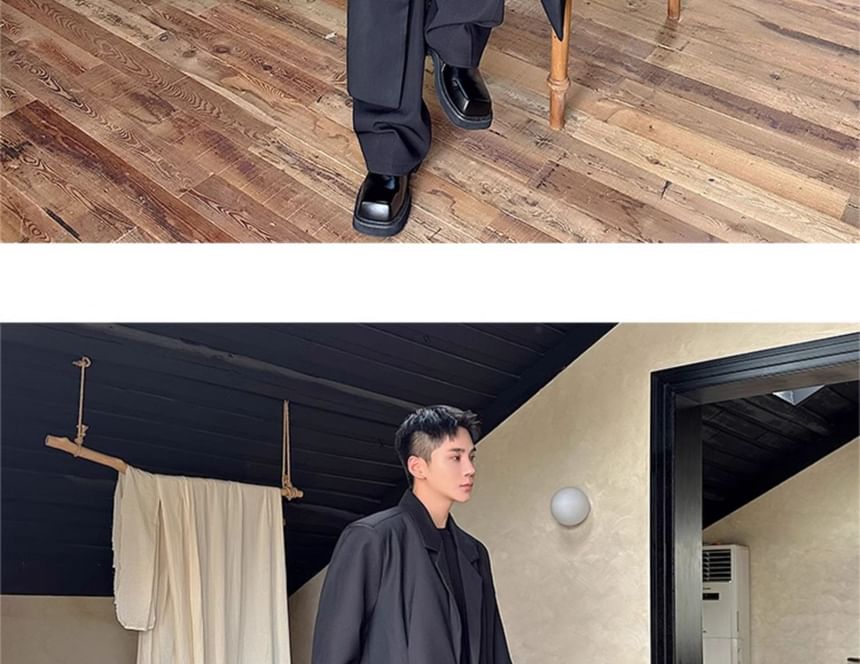 Bjorn - Notch Lapel Plain Midi Button Coat