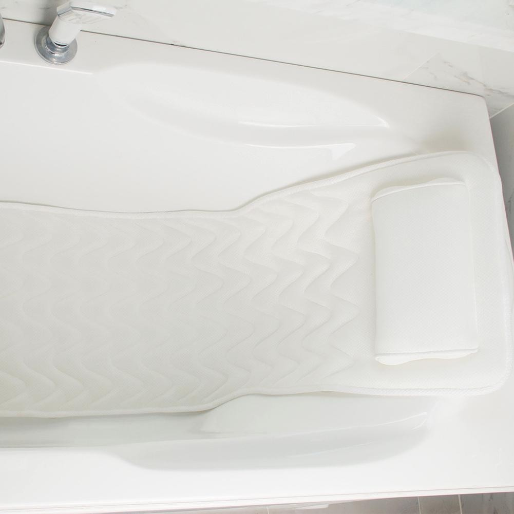 (125x40cm) Badewannen Matratze Ganzkörper Matte AirMesh-Technologie Wannen Liege mit Saugnäpfen - Weiss