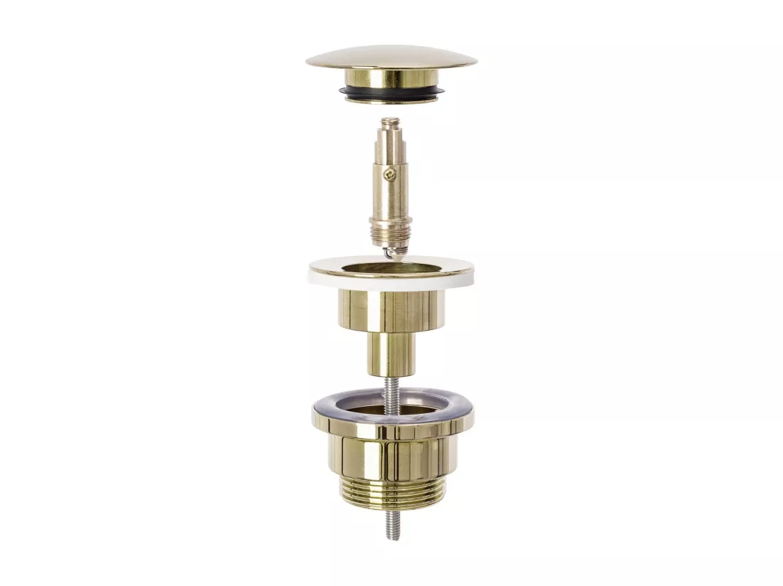 Set De Vasque À Poser Rea Linda Light Grey + Robinet De Lavabo Lungo Gold High + Bonde Gold