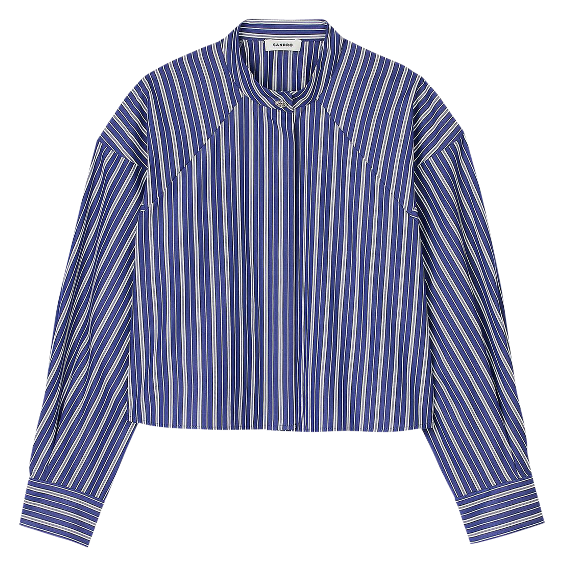 Chemise col rond en coton | Bleu