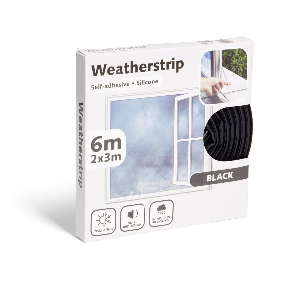 Joint d'isolation adhésif silicone plat pour porte et fenêtre 6m noir