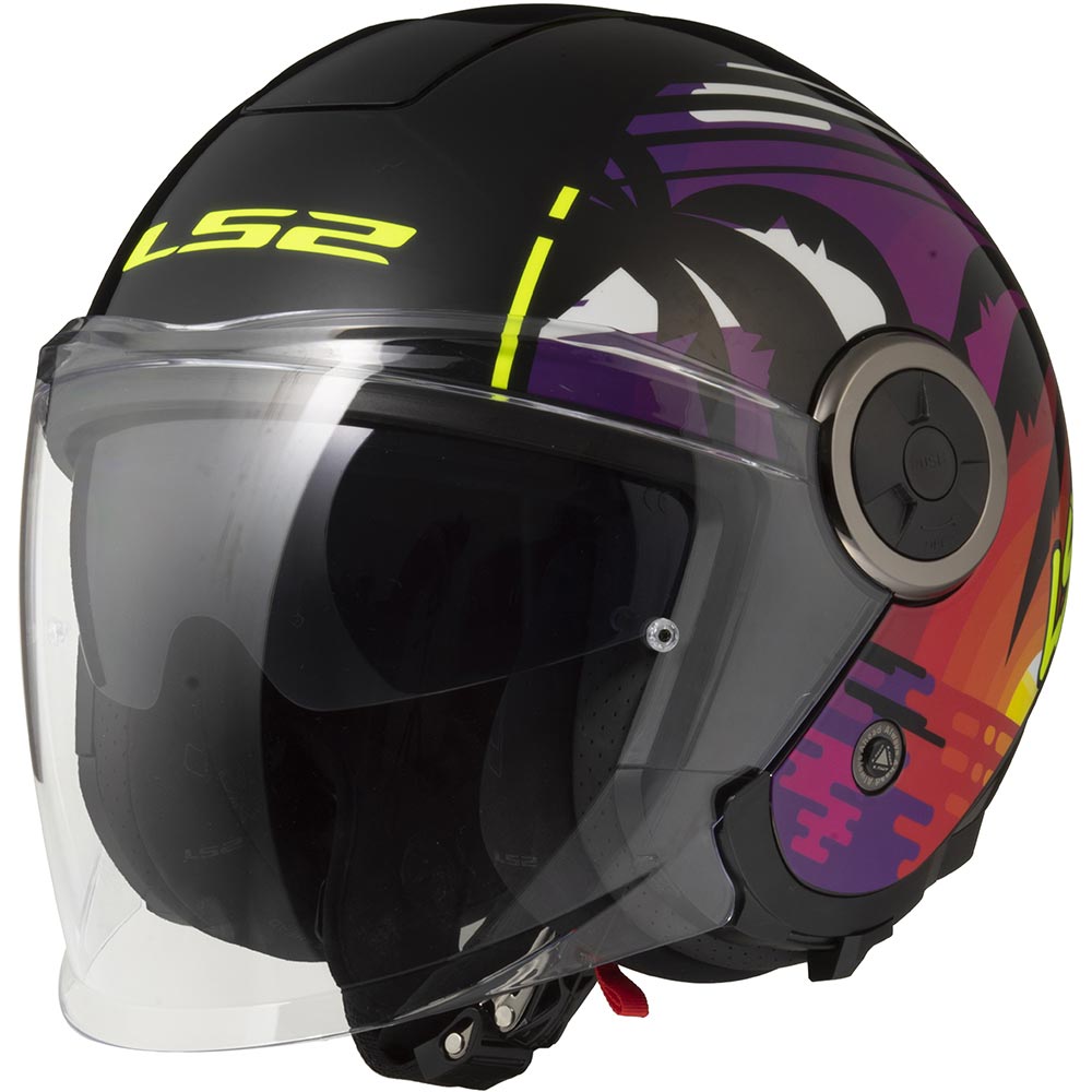 LS2 - Casque OF620 Classy Palm Noir / Violet / Rouge / Jaune / Brillant