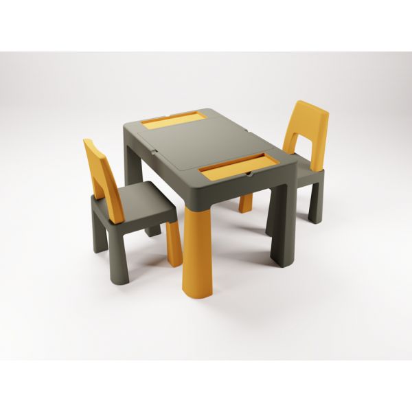 Babyactive Conjunto Mesa e Cadeiras Multifun Graphite/mostarda
