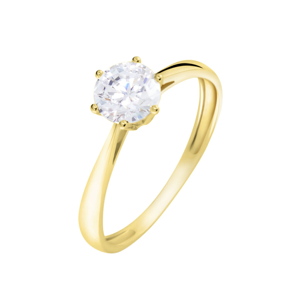 Solitaire Or Jaune Laurian Oxyde De Zirconium Blanc