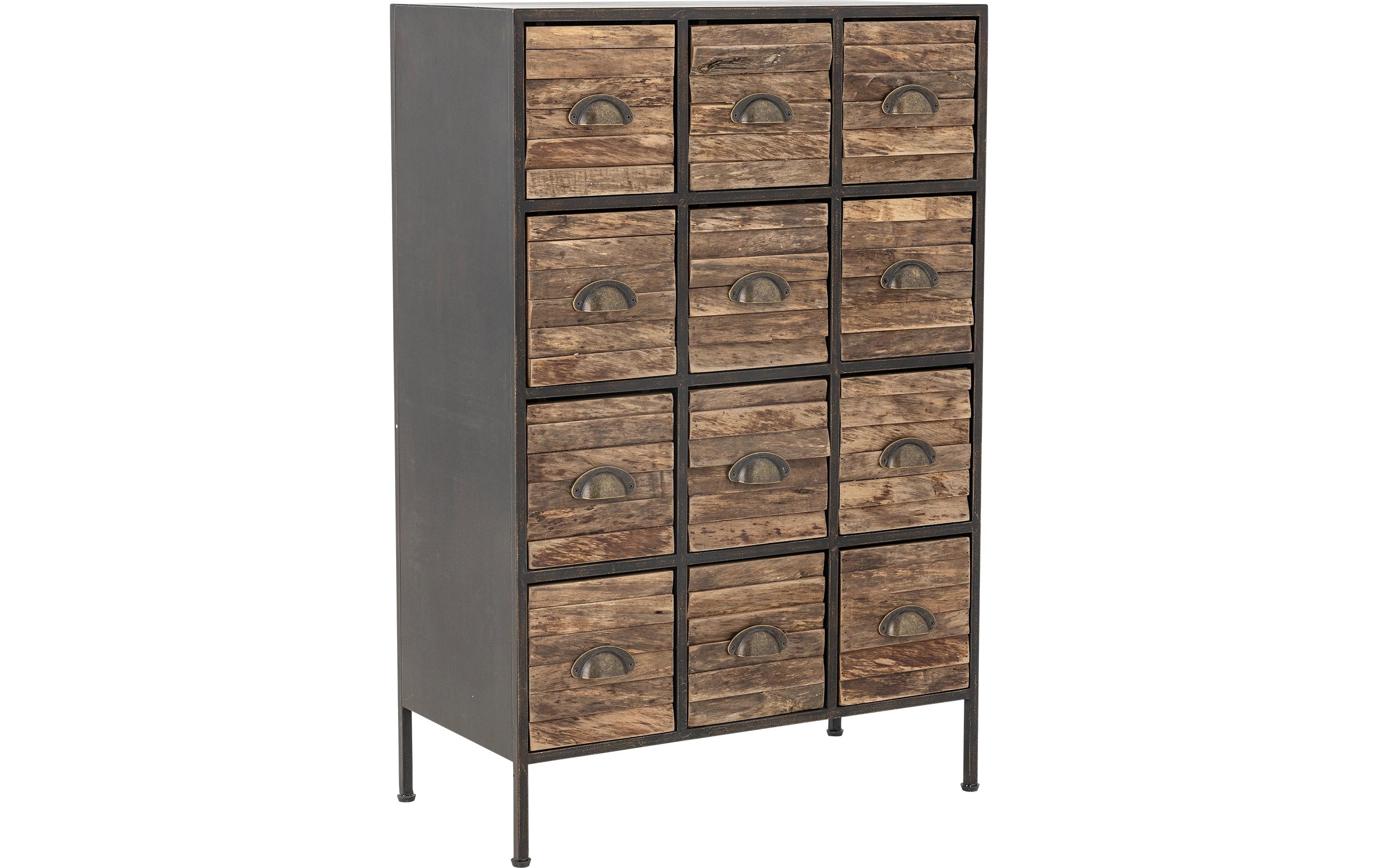 Kommode Matteo 33.5 x 92 cm, Braun/Schwarz<br>Rustikale Eleganz trifft funktionales Design