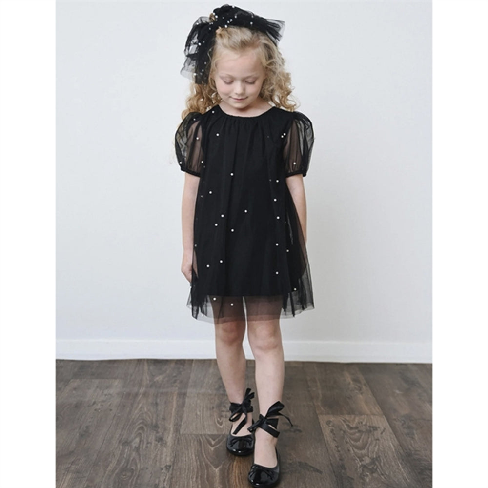 Pearl Tulle Puff Aline Kjole Black