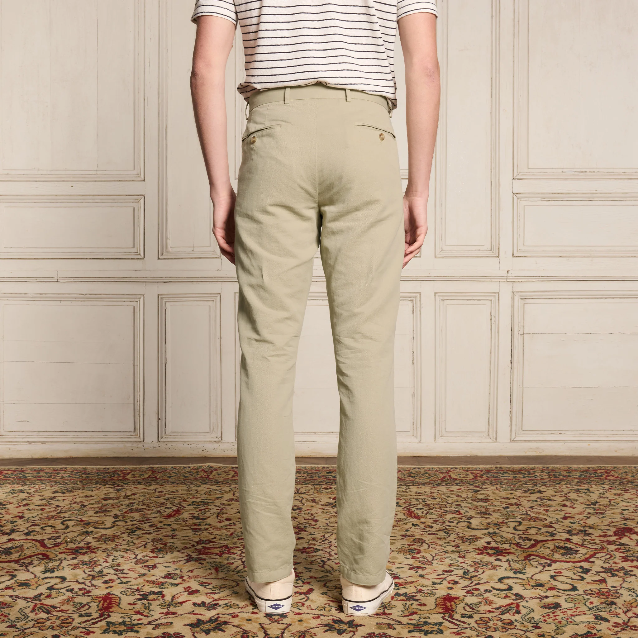 Light beige cotton and linen chinos