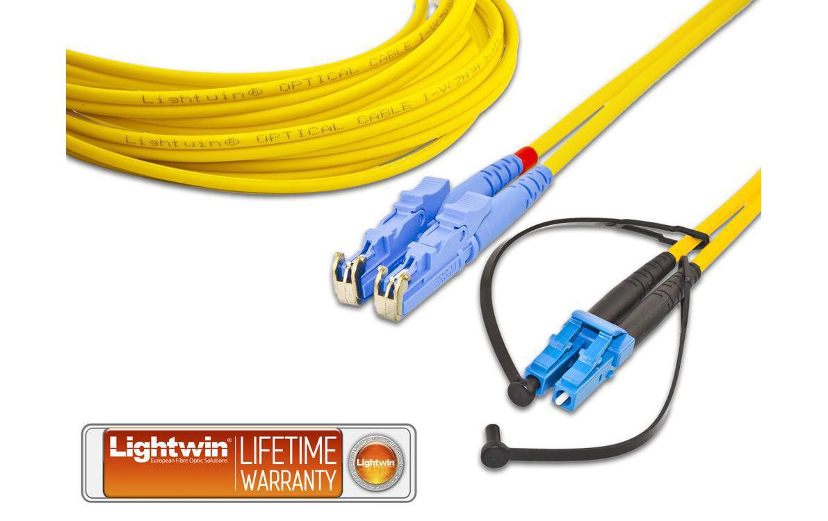 LWL-Patchkabel Singlemode E2000 – LC, OS2, Duplex, 1 mSinglemode E2000-LC Duplex OS2 1 m