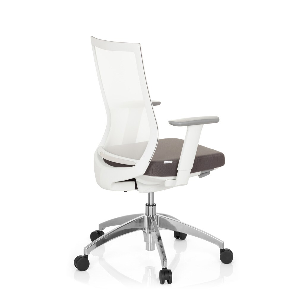 Profi Bürostuhl ASPEN WHITE Stoff/Netzstoff mit Armlehnen (höhenverstellbar) hjh OFFICE