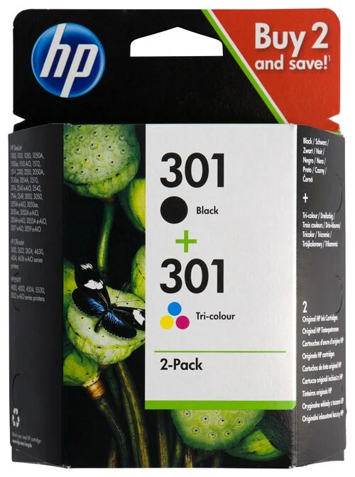 2 cartouches HP 301 noir/couleur