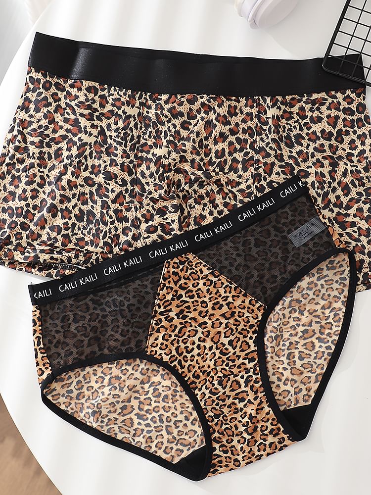 Pancherry - Matching set voor koppels: boxershort met luipaardprint + panty