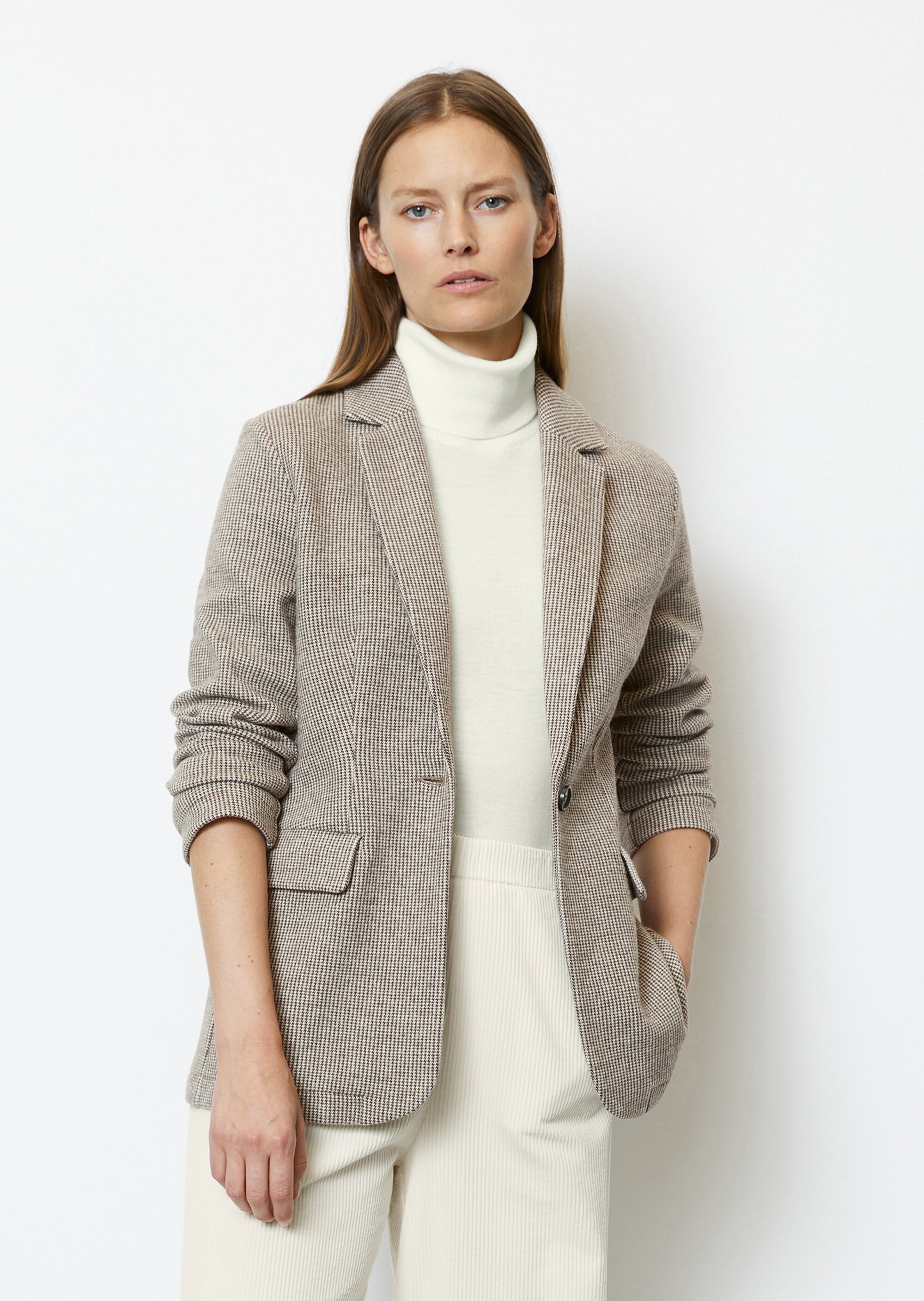 Jerseyblazer fittedmit Mini-Pepita-Muster