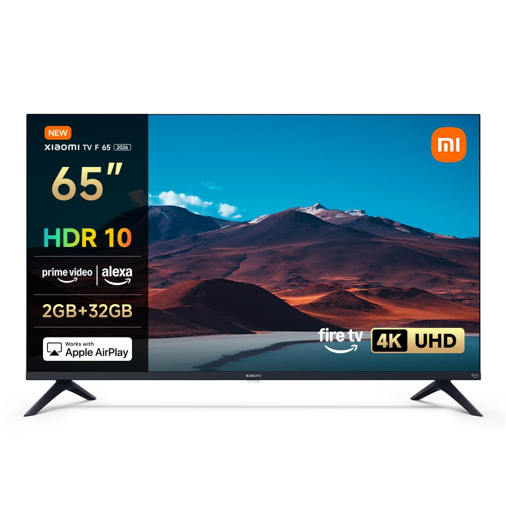 XIAOMI TV F 65, 165 cm (65 Pouces), 4K UHD, Smart TV, Fire TV, Contrôle Vocal Alexa, HDR10, MEMC, Mode Game Boost 120Hz, 2Go+32Go, Compatible avec Air