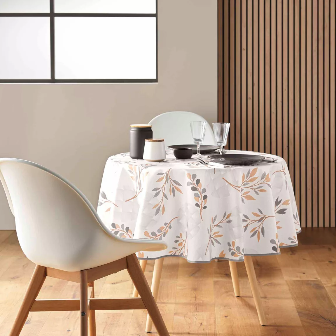 Nappe ronde anti tache (180 cm) Manola Ecru