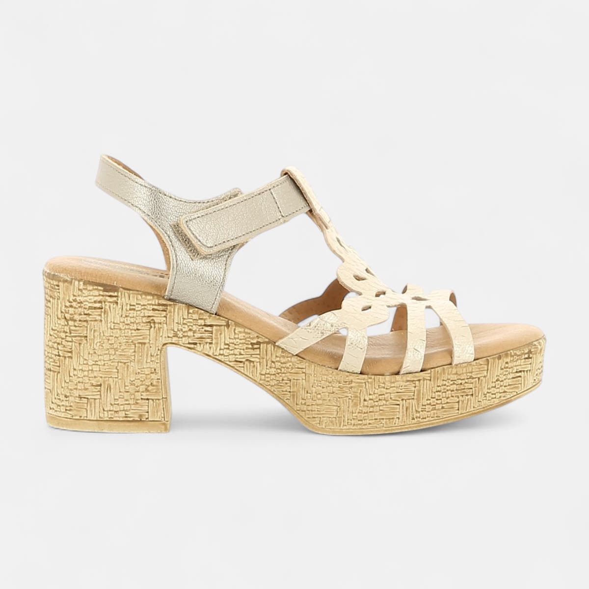 Nu-pieds à talon Femme en cuir or