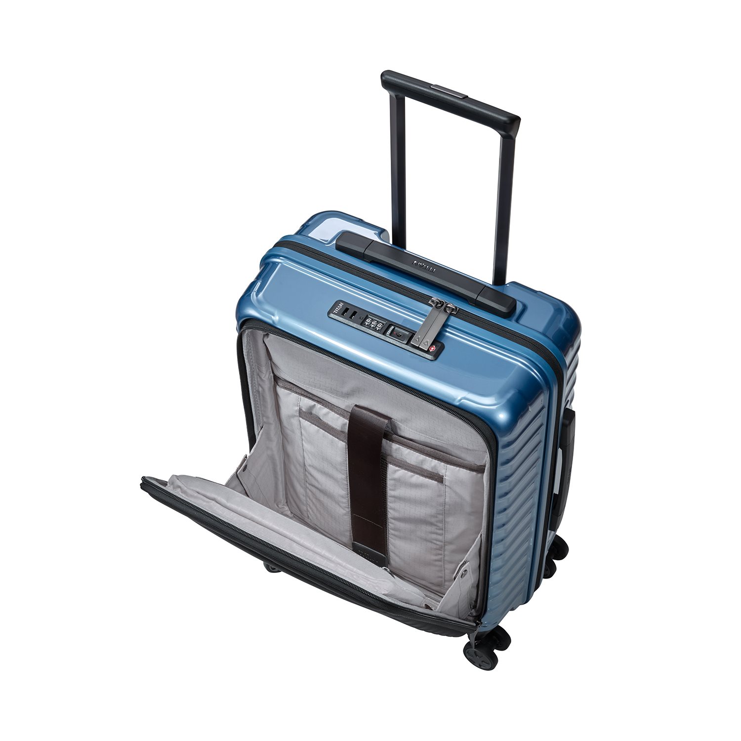 TITAN Litron 4 Wheel Trolley S Frontpocket ice blue