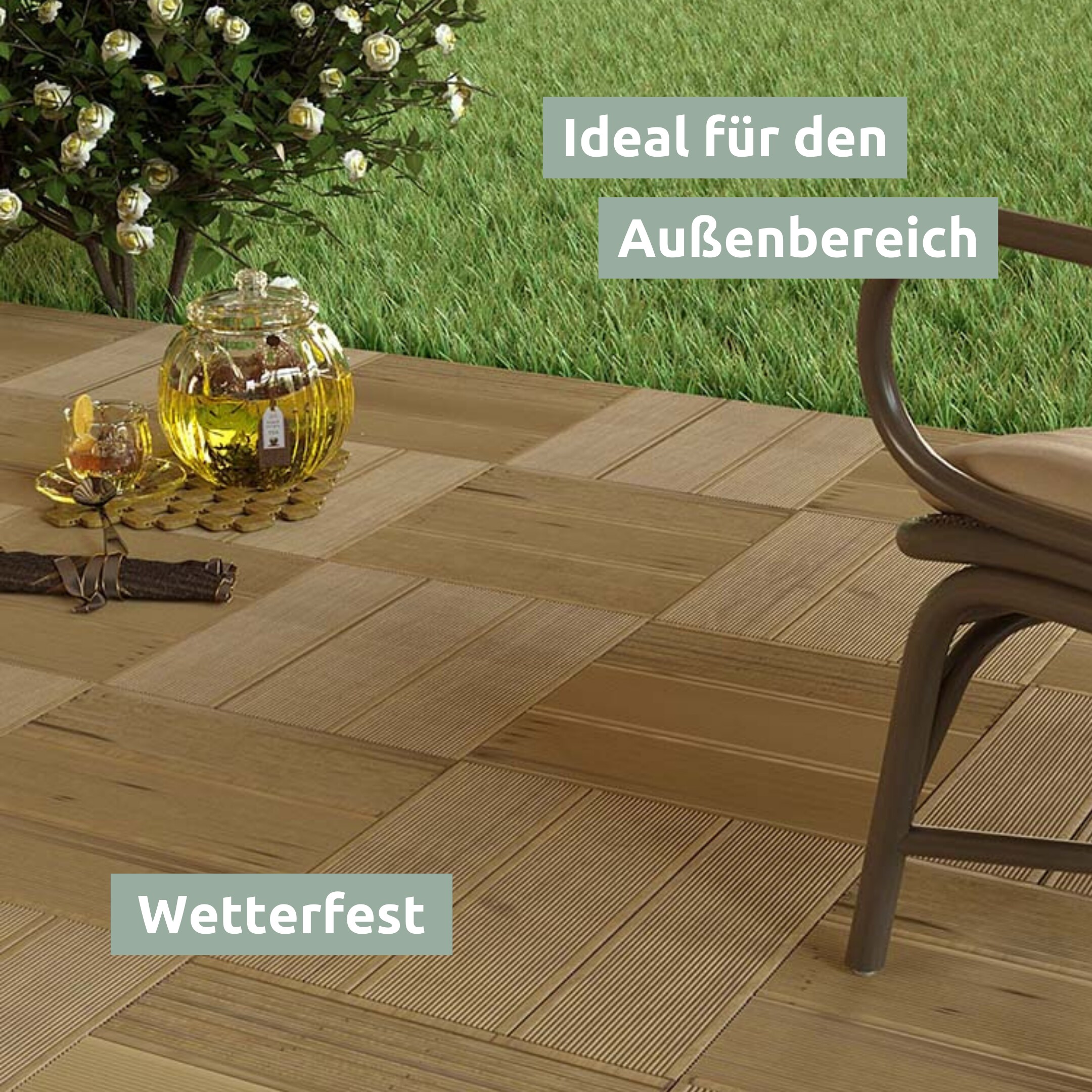 holz4home® Holz-Fliese Lärche I Ideal für die Terasse oder den Balkon | 43 x 43 cm