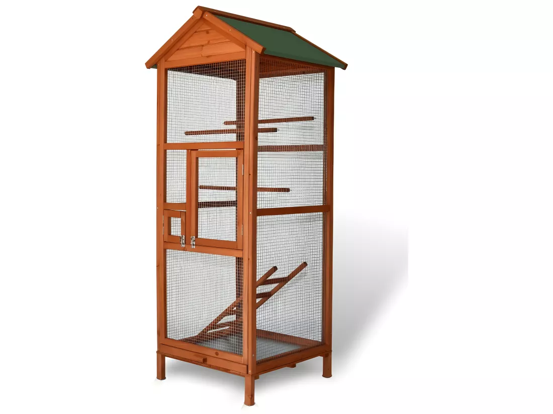 Volière Cage a oiseaux en bois de haute qualite 72 x 63 x 168 cm exterieur et interieur BB LOISIR