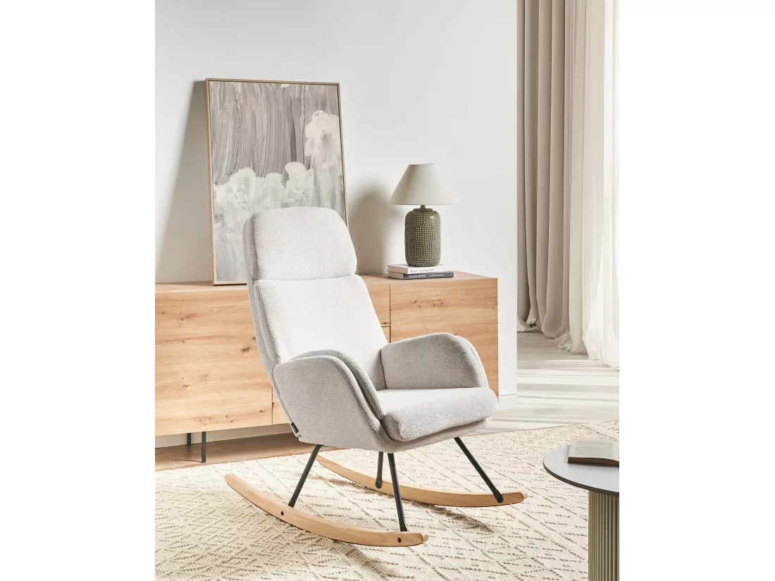 Fauteuil à bascule KVELIA Tissu Blanc cassé
