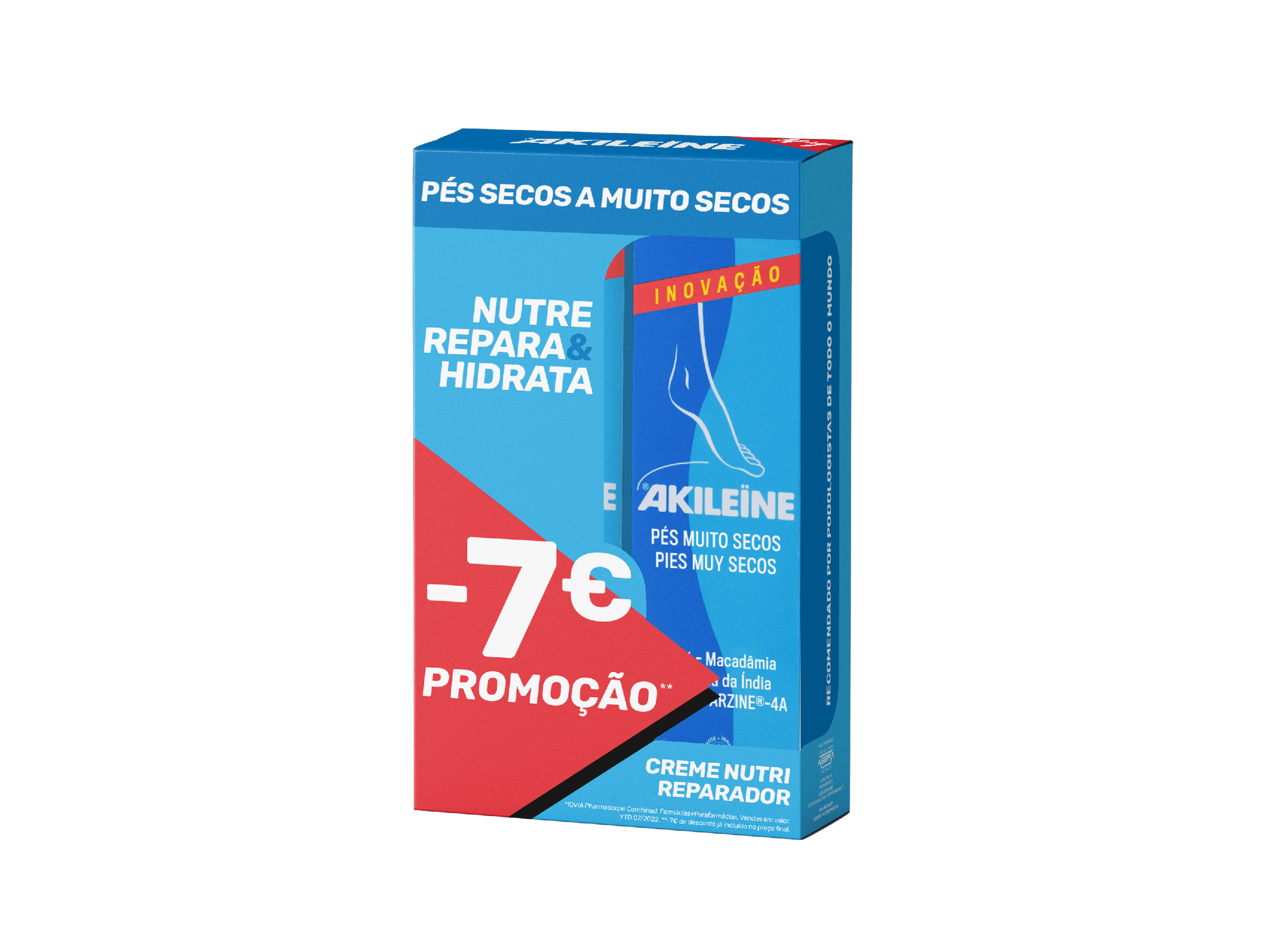 CREME REPARADOR AKILEINE PES SECOS 2X50ML -7 DESCONTO