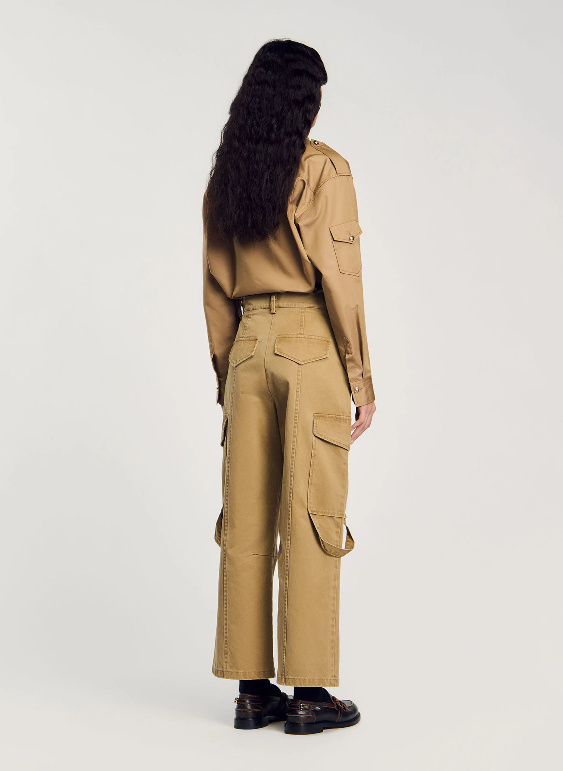 Pantalon cargo en coton | Kaki