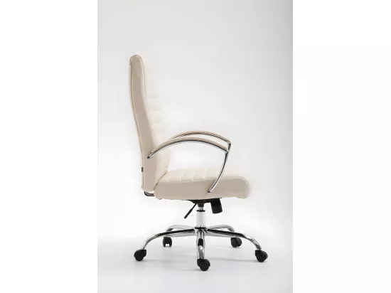 Chaise de bureau - Similicuir & Métal chromé - Crème - Valais
