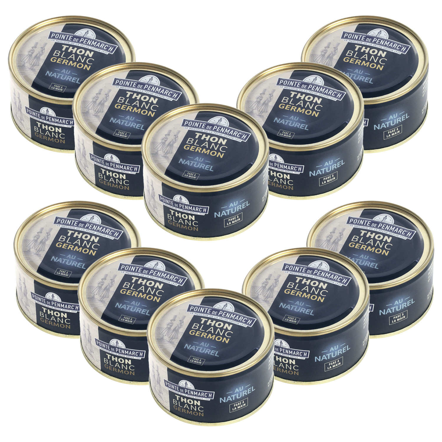 Lot de 10 boîtes de thon blanc Germon au naturel