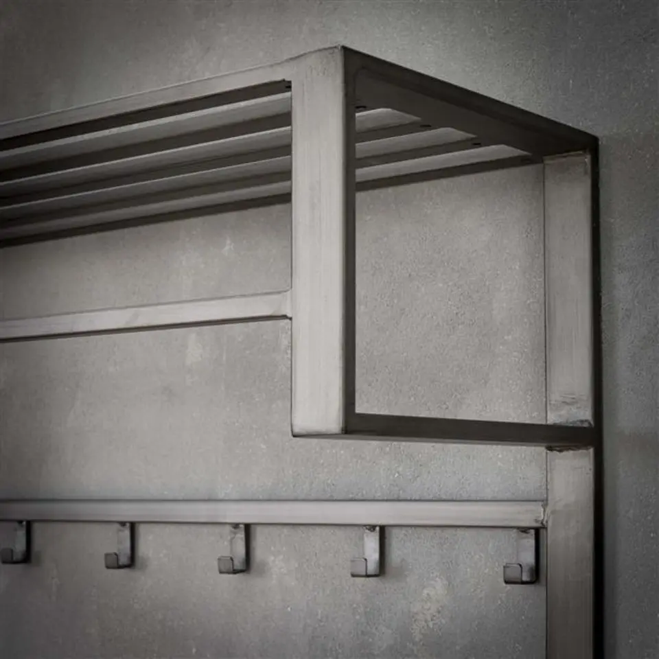 Industriële kapstok Milano Metaal 2x6 haken 30x80x89 cm Zilver